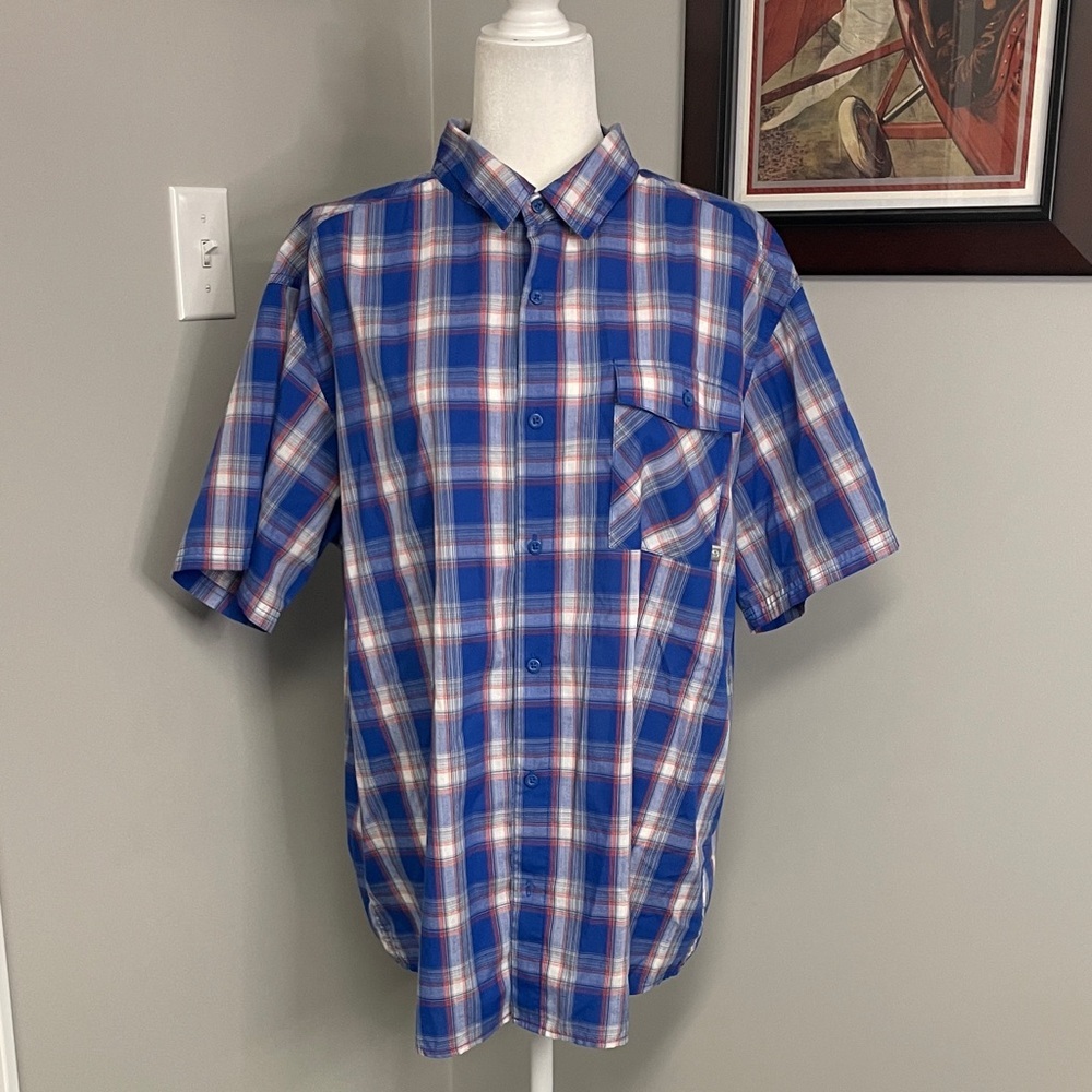 Alaskan Hardgear mens blue plaid button down lightweight camping shirt XL
